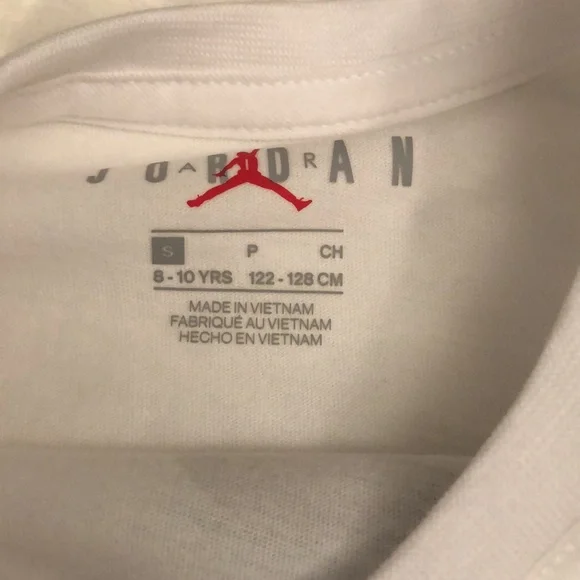 NWT Girl’s Air Jordan White T-Shirt w/ Jumpman - Small 8-10 Years - 100% Cotton - Picture 6 of 8